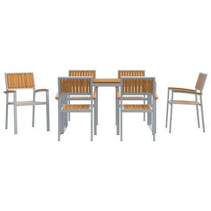 vidaXL Garden Dining Set 7 pcs Grey Solid Acacia Wood