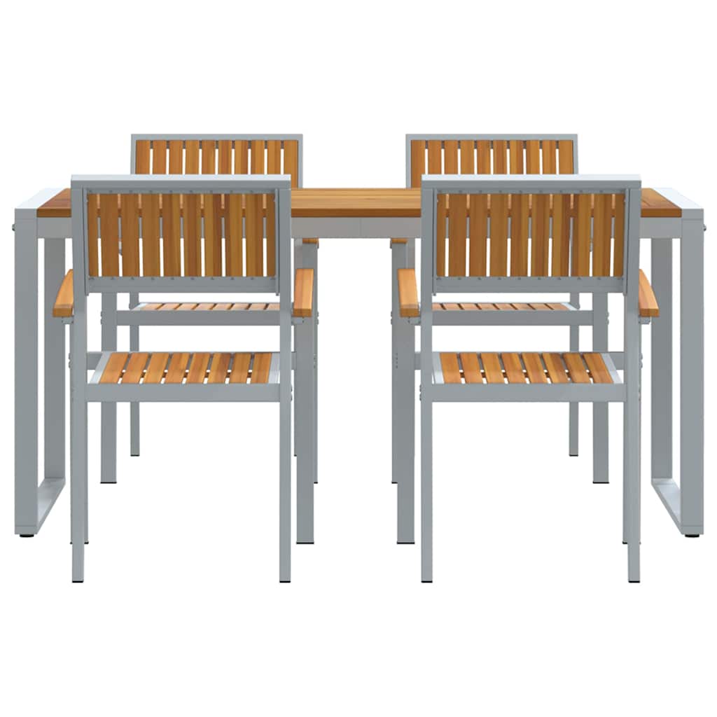 vidaXL Garden Dining Set 5 pcs Grey Solid Acacia Wood