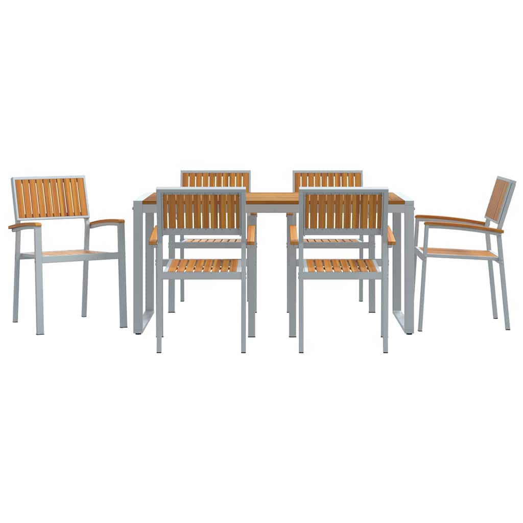 vidaXL Garden Dining Set 7 pcs Grey Solid Acacia Wood