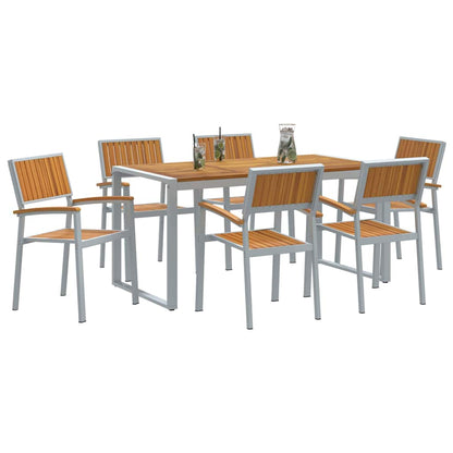 vidaXL Garden Dining Set 7 pcs Grey Solid Acacia Wood