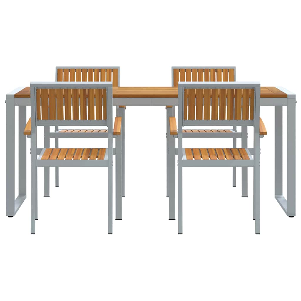 vidaXL Garden Dining Set 5 pcs Grey Solid Acacia Wood