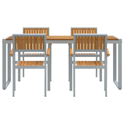 vidaXL Garden Dining Set 5 pcs Grey Solid Acacia Wood