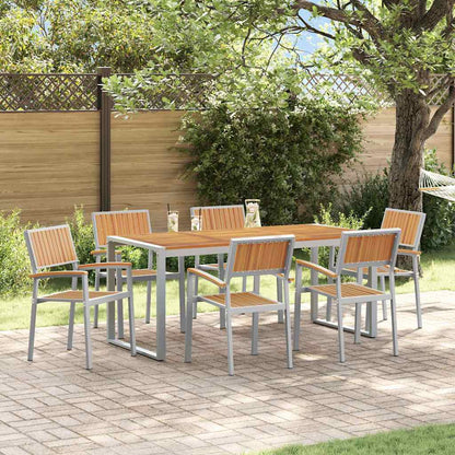vidaXL Garden Dining Set 7 pcs Grey and brown 180 x 90 x 75 cm