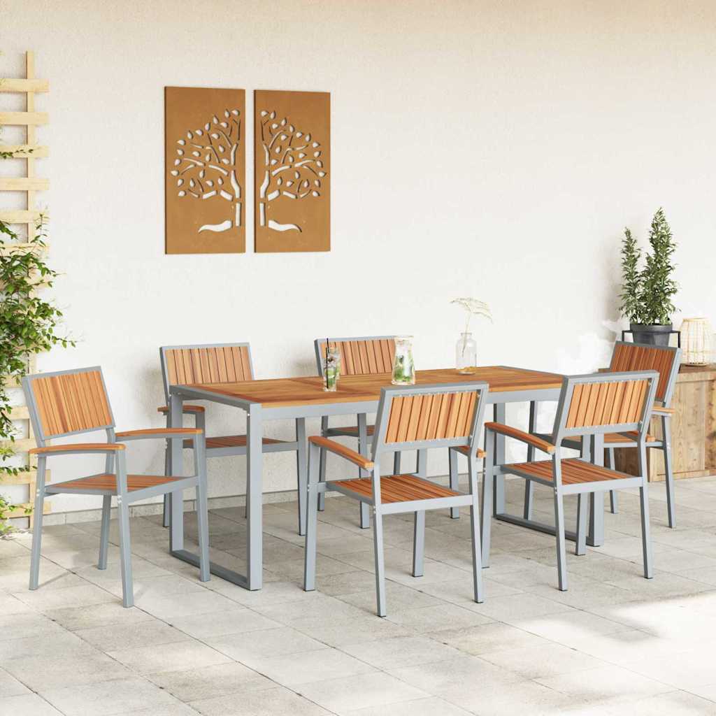 vidaXL Garden Dining Set 7 pcs Grey and brown 180 x 90 x 75 cm