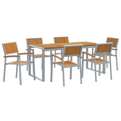 vidaXL Garden Dining Set 7 pcs Grey and brown 180 x 90 x 75 cm