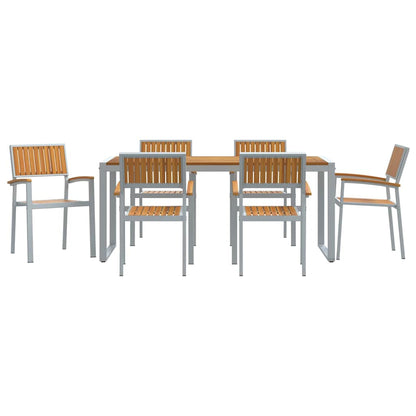 vidaXL Garden Dining Set 7 pcs Grey and brown 180 x 90 x 75 cm