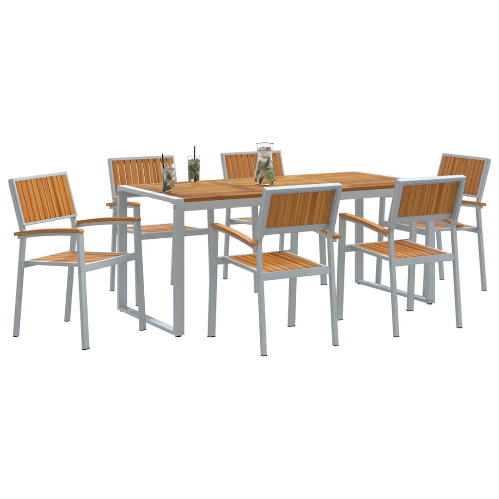 vidaXL Garden Dining Set 7 pcs Grey and brown 180 x 90 x 75 cm