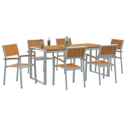 vidaXL Garden Dining Set 7 pcs Grey and brown 180 x 90 x 75 cm