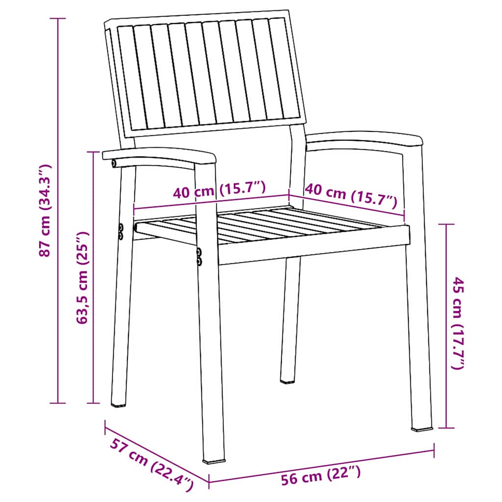 vidaXL Stacking Chair 6 pcs Brown 56 x 57 x 87 cm Solid Acacia Wood