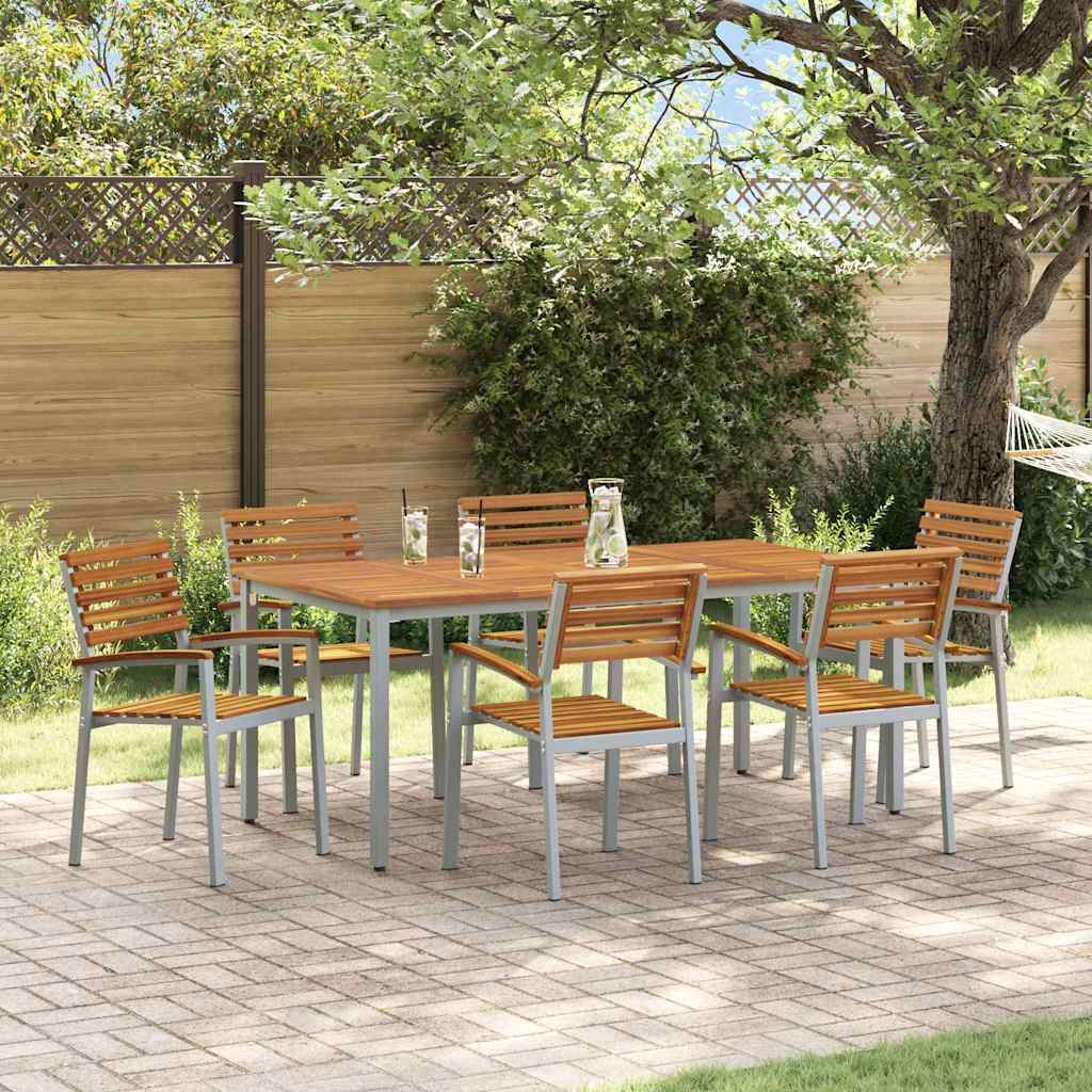 vidaXL Garden Dining Set 7 pcs Grey and brown 180 x 90 x 75 cm