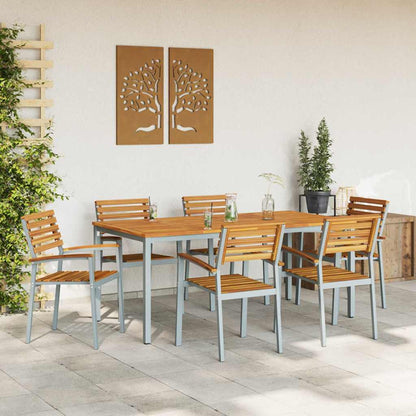vidaXL Garden Dining Set 7 pcs Grey and brown 180 x 90 x 75 cm