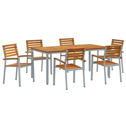 vidaXL Garden Dining Set 7 pcs Grey and brown 180 x 90 x 75 cm