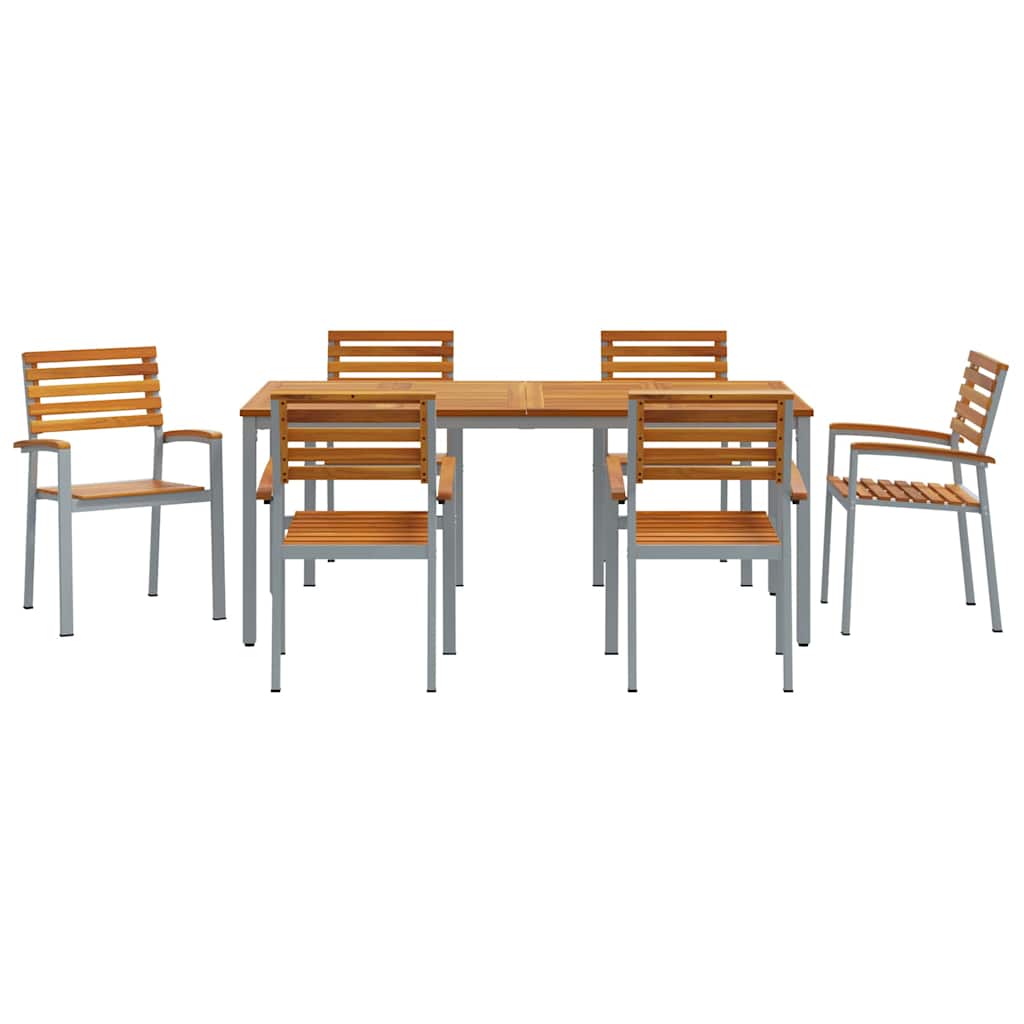 vidaXL Garden Dining Set 7 pcs Grey and brown 180 x 90 x 75 cm