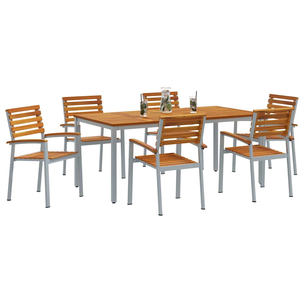 vidaXL Garden Dining Set 7 pcs Grey and brown 180 x 90 x 75 cm