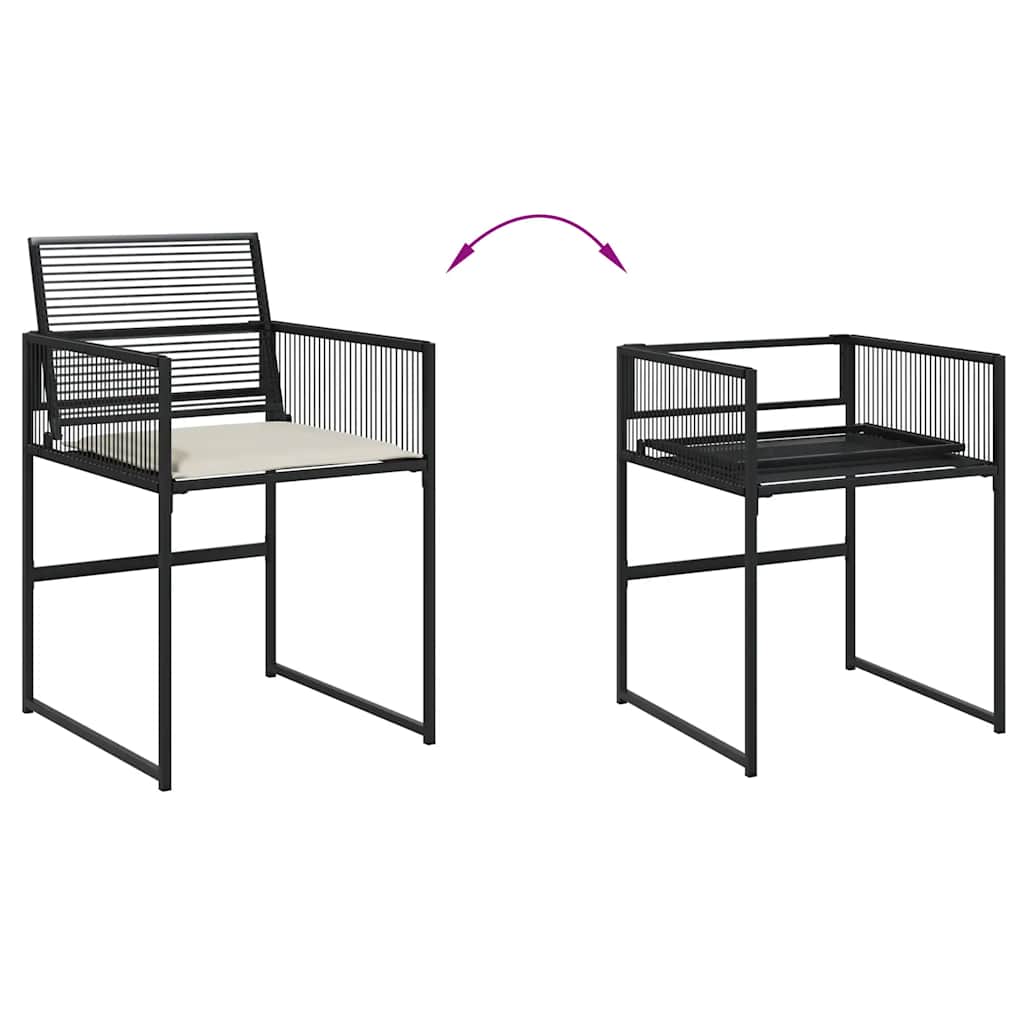 vidaXL 7 Piece Garden Dining Set with Cushions Black Poly Rattan