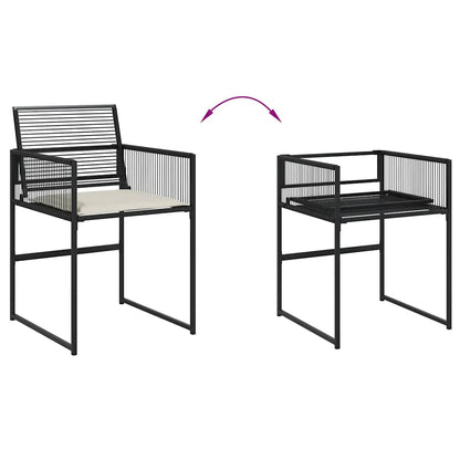 vidaXL 7 Piece Garden Dining Set with Cushions Black Poly Rattan