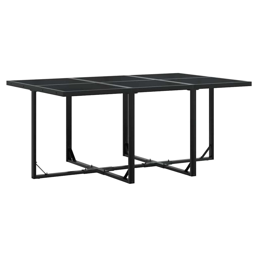 vidaXL 7 Piece Garden Dining Set with Cushions Black Poly Rattan