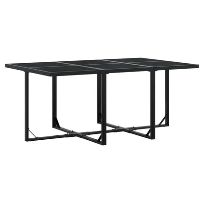 vidaXL 7 Piece Garden Dining Set with Cushions Black Poly Rattan