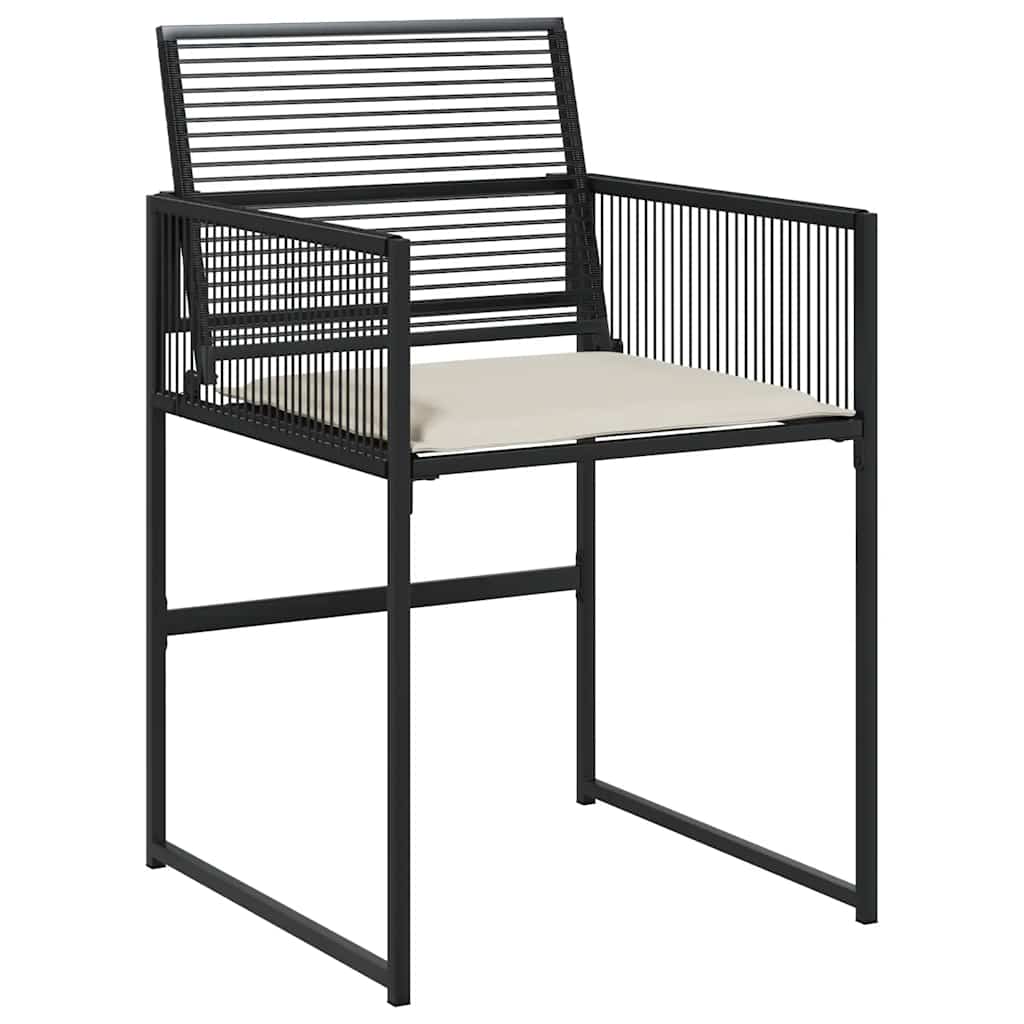 vidaXL 7 Piece Garden Dining Set with Cushions Black Poly Rattan