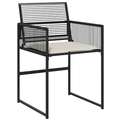 vidaXL 7 Piece Garden Dining Set with Cushions Black Poly Rattan