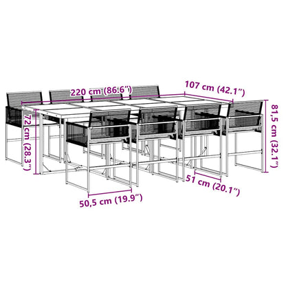 vidaXL 9 Piece Garden Dining Set with Cushions Black Poly Rattan