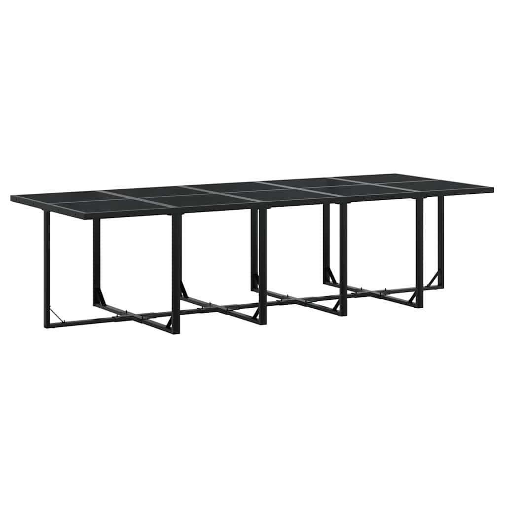 vidaXL 11 Piece Garden Dining Set with Cushions Black Poly Rattan