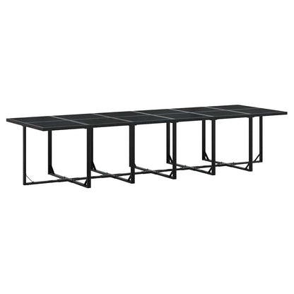 vidaXL 13 Piece Garden Dining Set with Cushions Black Poly Rattan