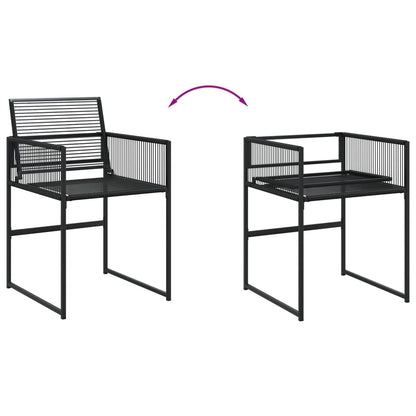 vidaXL 7 Piece Garden Dining Set Black Poly Rattan