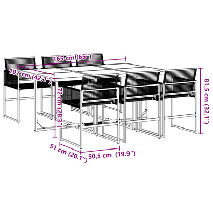 vidaXL 7 Piece Garden Dining Set Black Poly Rattan