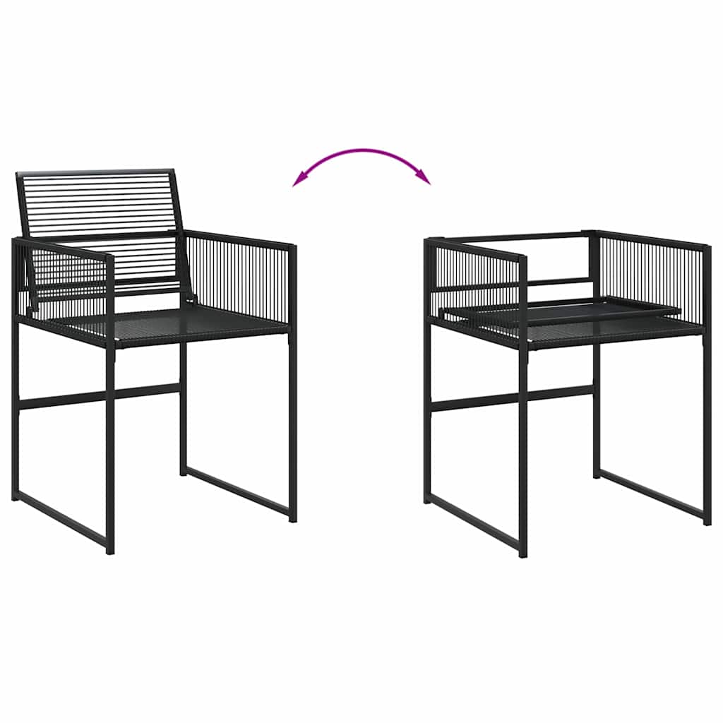 vidaXL 9 Piece Garden Dining Set Black Poly Rattan