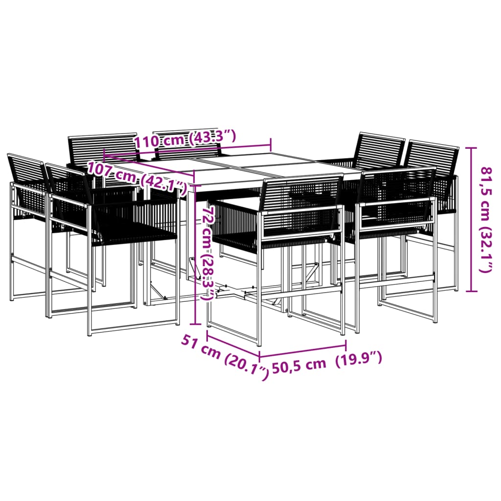 vidaXL Garden Dining Set | Black