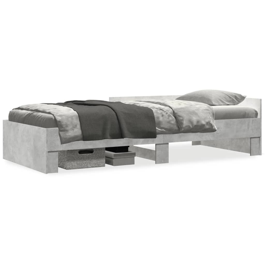 vidaXL Bed Frame without Mattress Concrete Grey 100x200 cm Engineered Wood