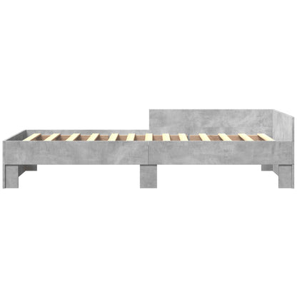 vidaXL Bed Frame without Mattress Concrete Grey 100x200 cm Engineered Wood