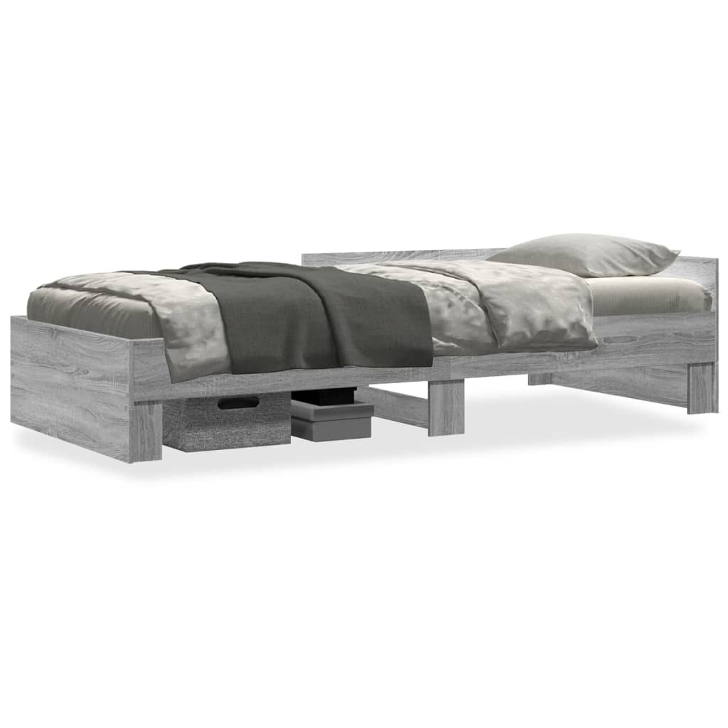 vidaXL Bed Frame without Mattress Grey Sonoma 100x200 cm Engineered Wood
