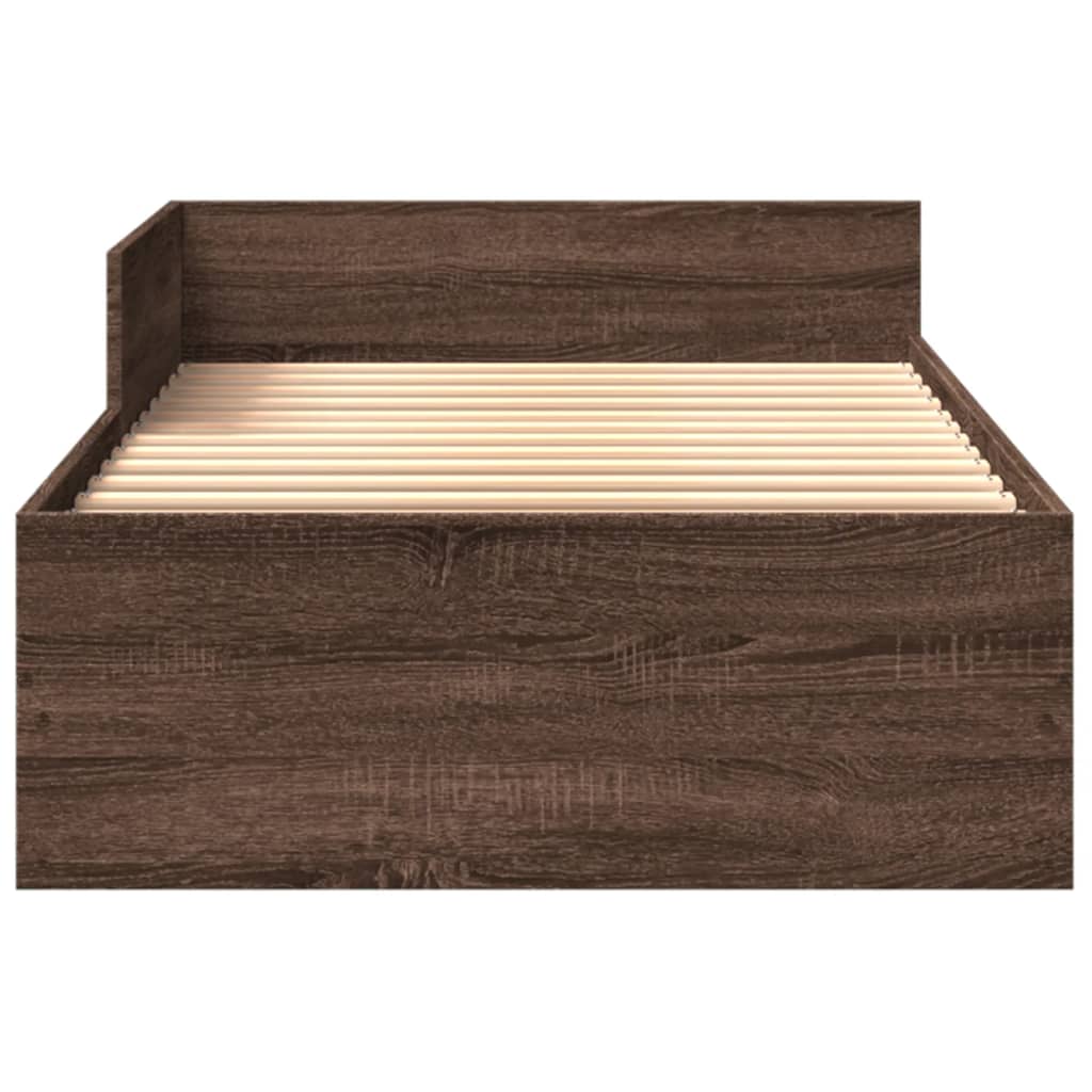 vidaXL Bed Frame without Mattress Brown Oak 100x200 cm Engineered Wood
