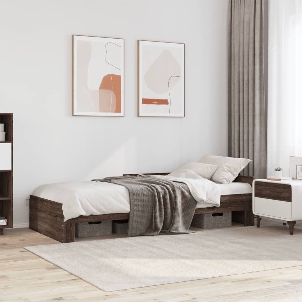 vidaXL Bed Frame without Mattress Brown Oak 100x200 cm Engineered Wood