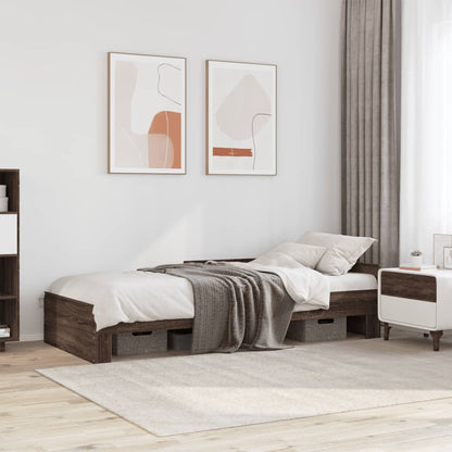 vidaXL Bed Frame without Mattress Brown Oak 100x200 cm Engineered Wood
