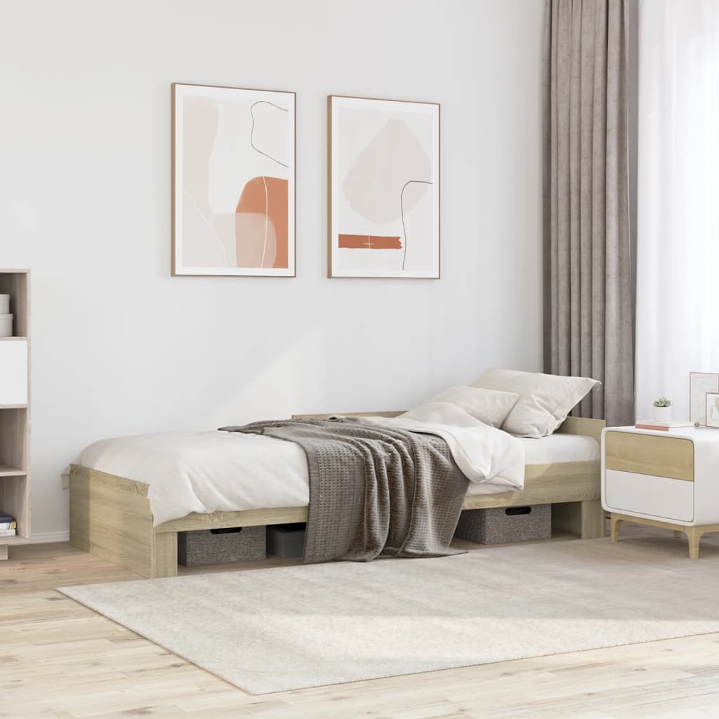 vidaXL Bed Frame without Mattress Sonoma Oak 90x200 cm Engineered Wood