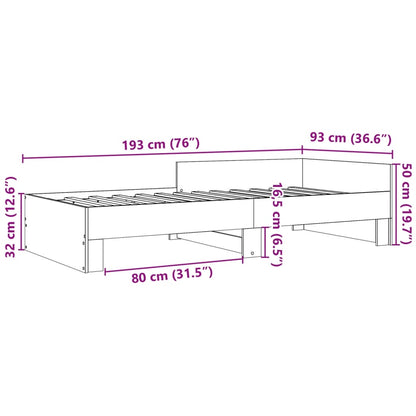 vidaXL Bed Frame without Mattress Smoked Oak 90x190 cm Single Engineered Wood