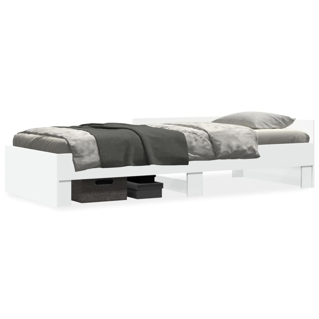 vidaXL Bed Frame without Mattress White 75x190 cm Small Single Engineered Wood