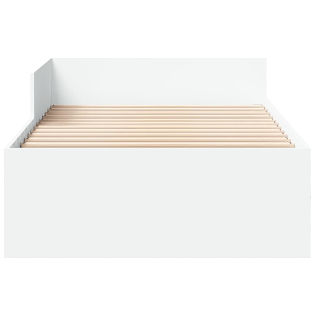 vidaXL Bed Frame without Mattress White 75x190 cm Small Single Engineered Wood