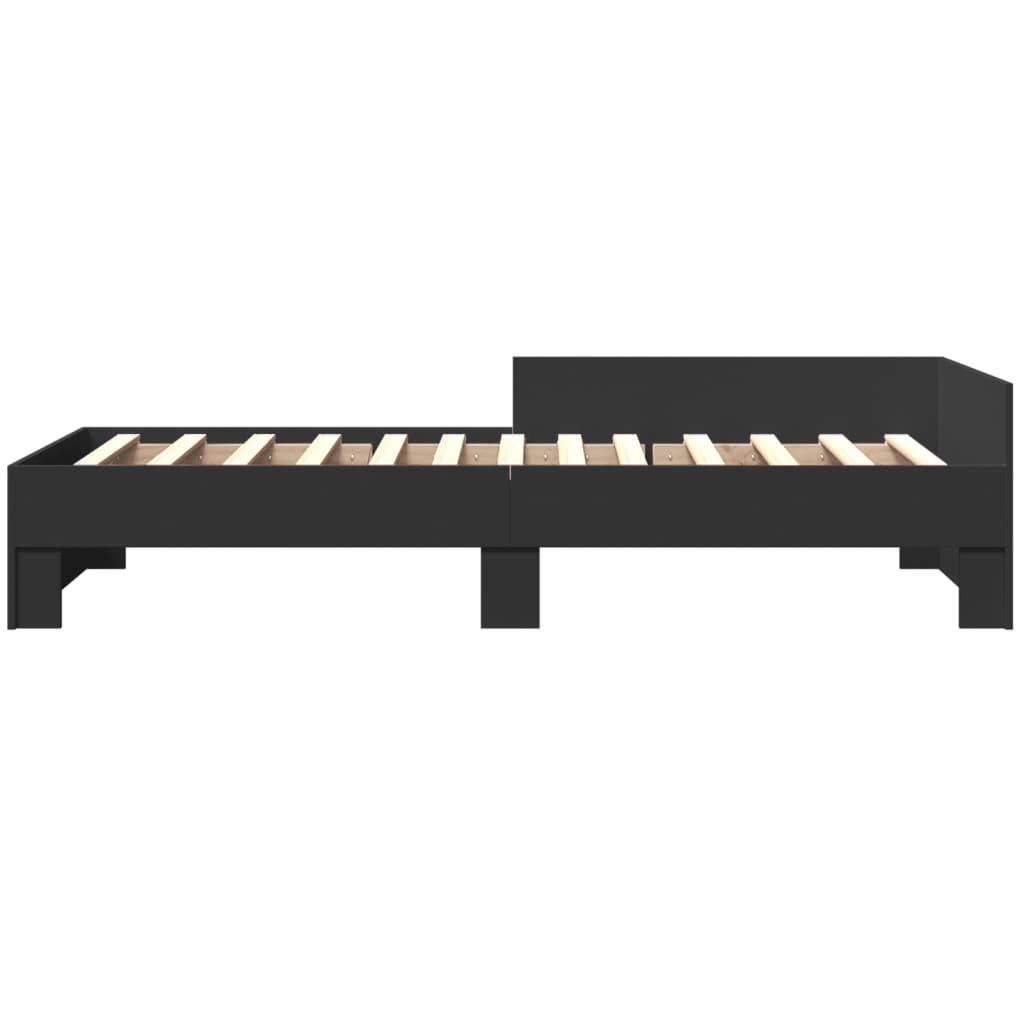 vidaXL Bed Frame without Mattress Black 75x190 cm Small Single Engineered Wood