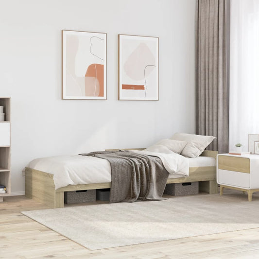vidaXL Bed Frame without Mattress Sonoma Oak 75x190 cm Small Single Engineered Wood