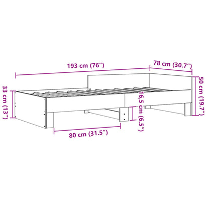 vidaXL Bed Frame without Mattress Concrete Grey 75x190 cm Small Single Engineered Wood