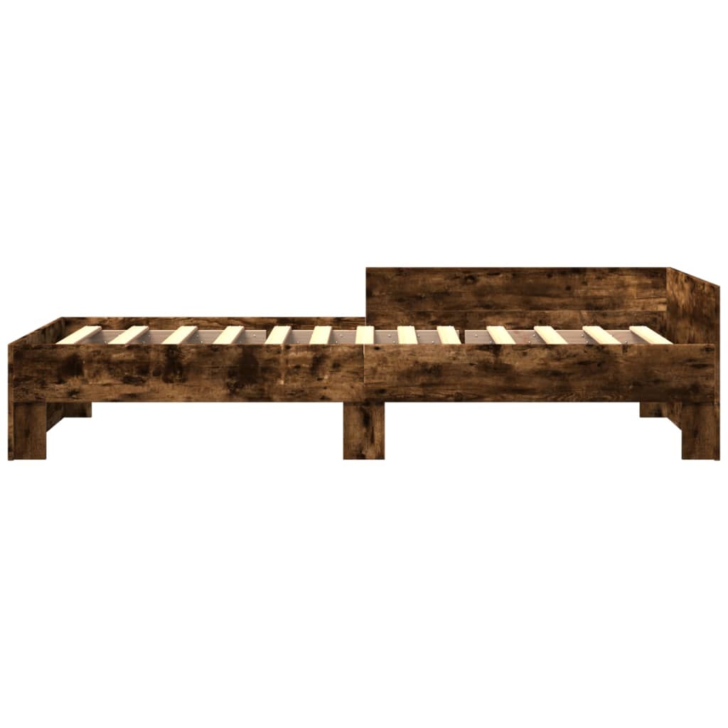 vidaXL Bed Frame without Mattress Smoked Oak 75x190 cm Small Single Engineered Wood