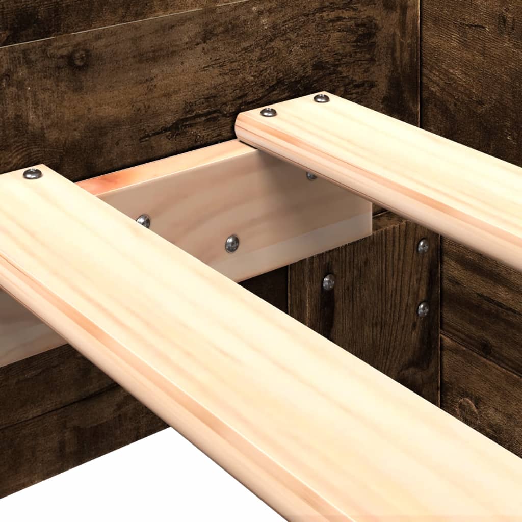 vidaXL Bed Frame without Mattress Smoked Oak 75x190 cm Small Single Engineered Wood