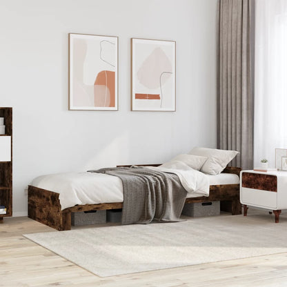 vidaXL Bed Frame without Mattress Smoked Oak 75x190 cm Small Single Engineered Wood