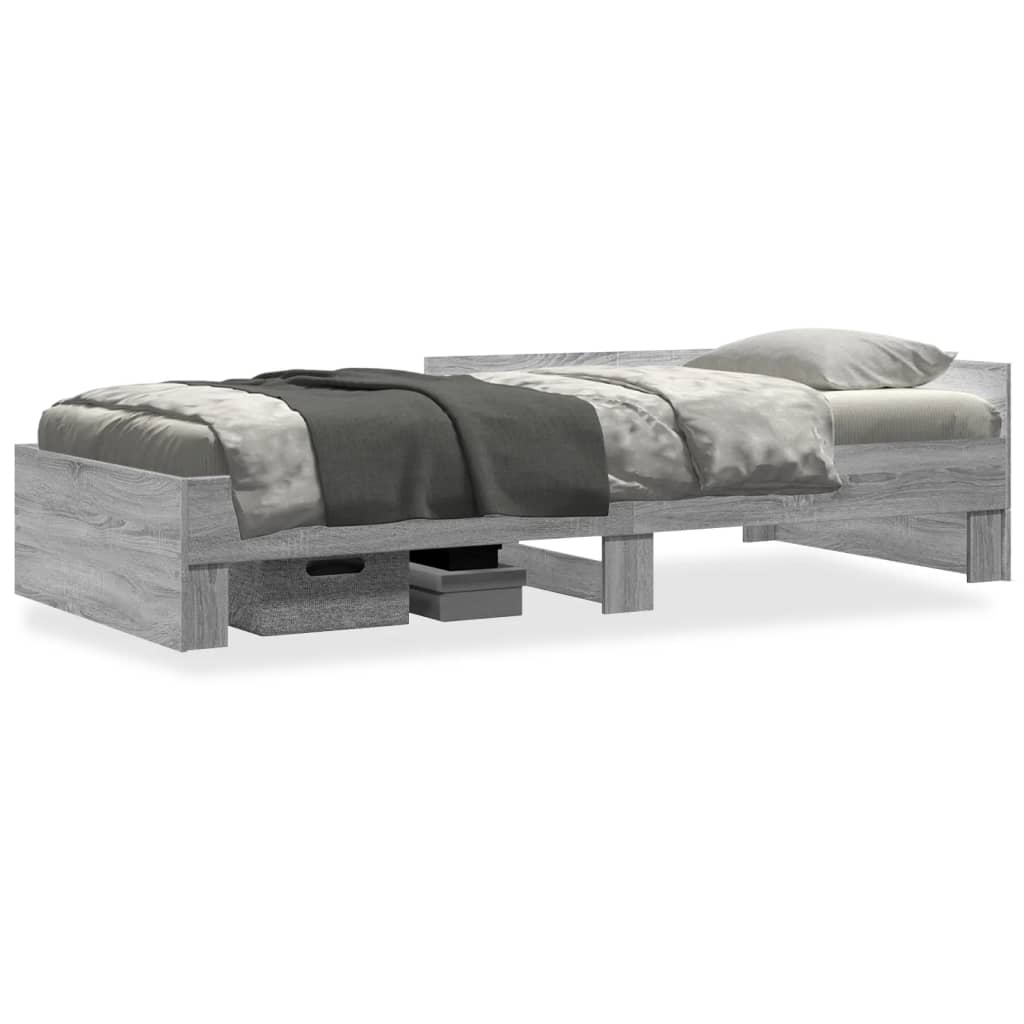 vidaXL Bed Frame without Mattress Grey Sonoma 75x190 cm Small Single Engineered Wood