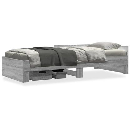 vidaXL Bed Frame without Mattress Grey Sonoma 75x190 cm Small Single Engineered Wood