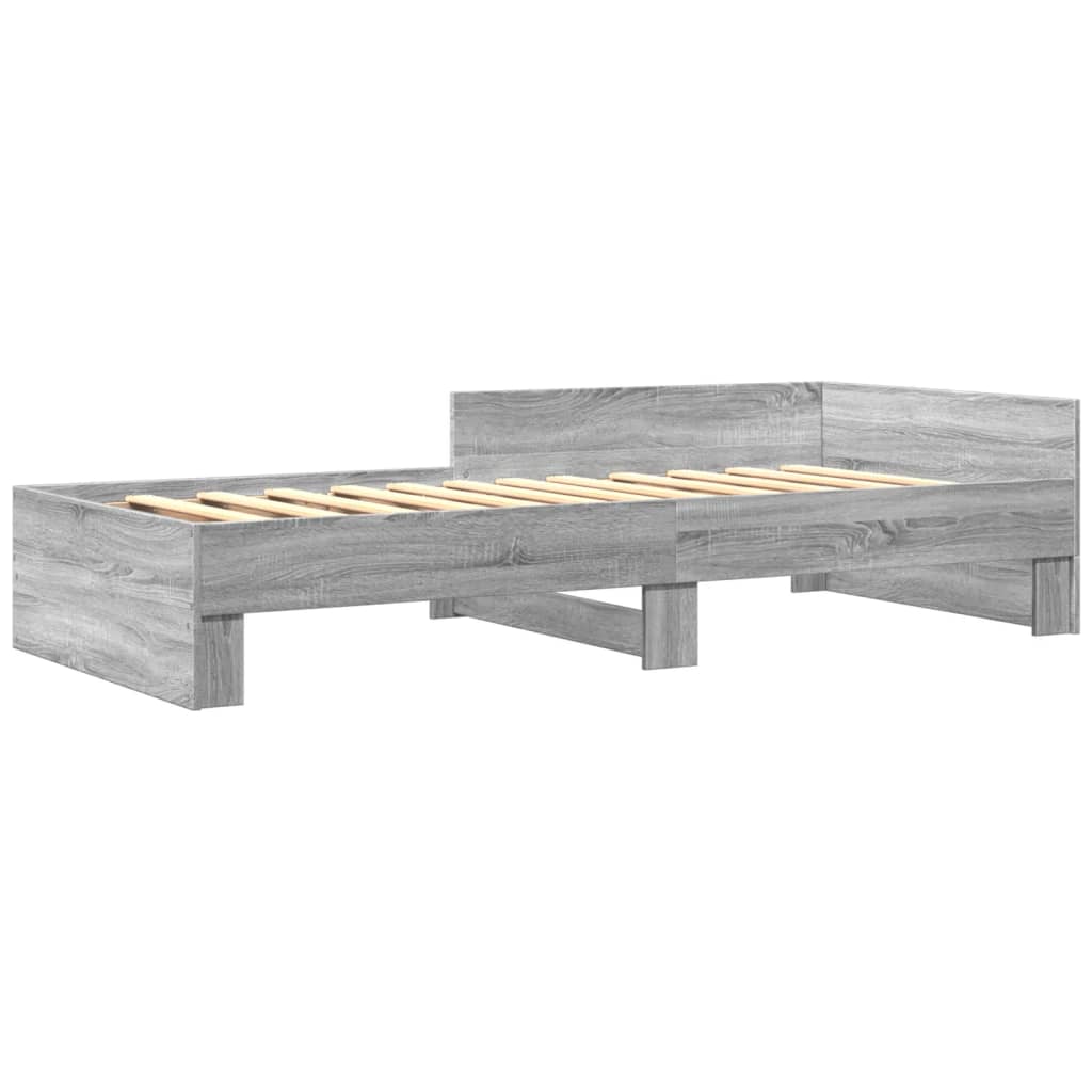 vidaXL Bed Frame without Mattress Grey Sonoma 75x190 cm Small Single Engineered Wood
